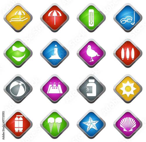 Beach icons set
