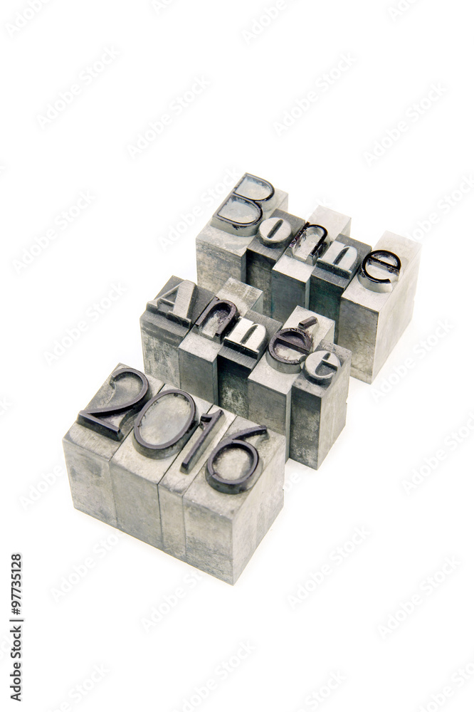 Bonne Année 2016 - caracteres d'imprimerie en plomb