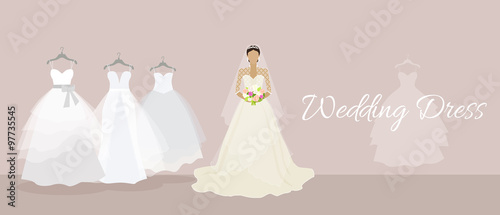 Wedding dress design flat style