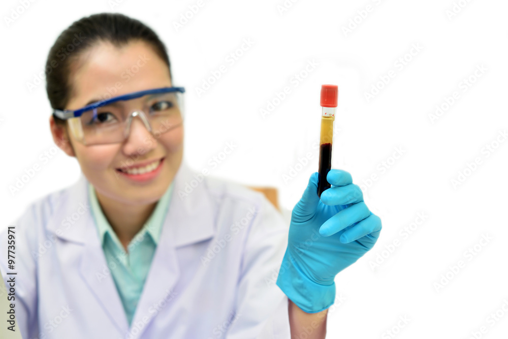 Asian female medical technologist with blood sample
Asian female medical technologist with blood sample