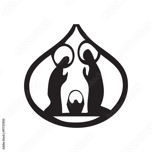 Holy family Christian silhouette icon vector illustration