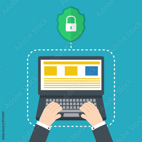 Protection against hacker concept. Vector illustration