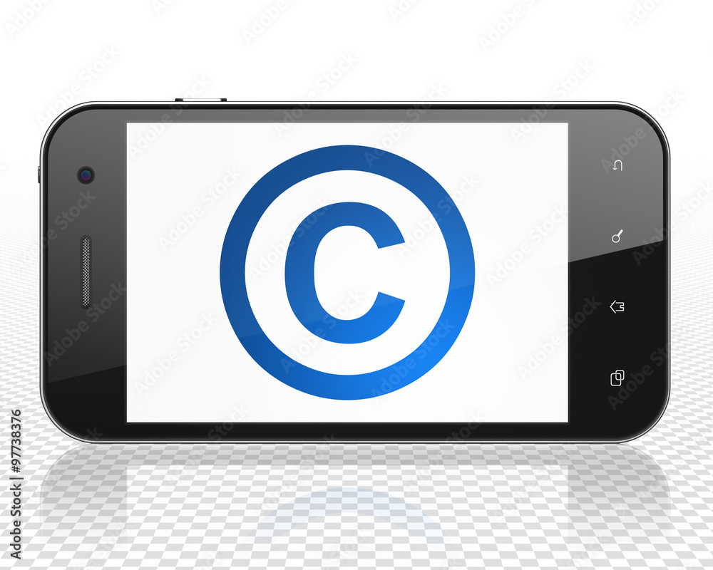 Law concept: Smartphone with Copyright on display Law concept: Smartphone with Copyright on display