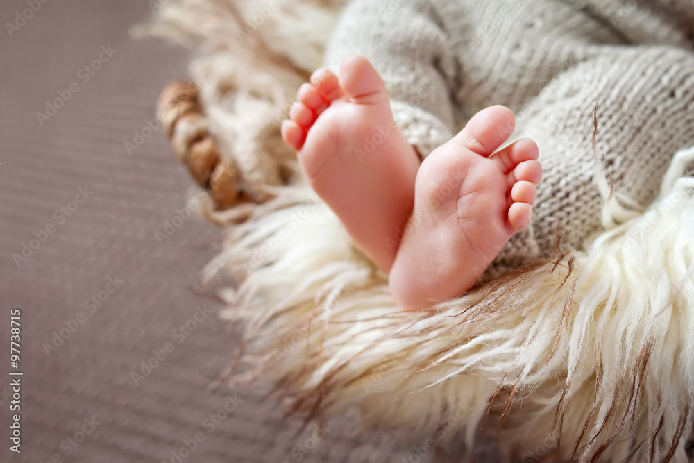 Close up picture of new born baby feet
