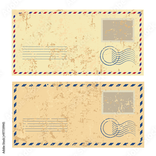 Two colorred grunge envelopes photo