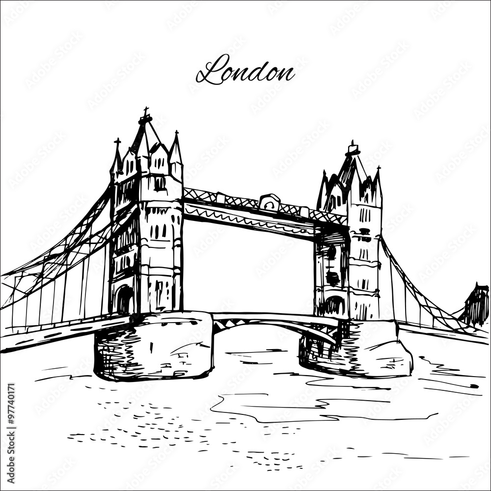 Obraz premium Hand drawn London Tower Bridge