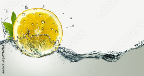 Lemon and water splashes.
