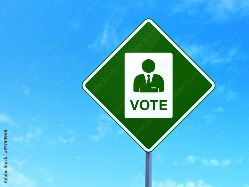 Political concept: Ballot on road sign background Political concept: Ballot on road sign background