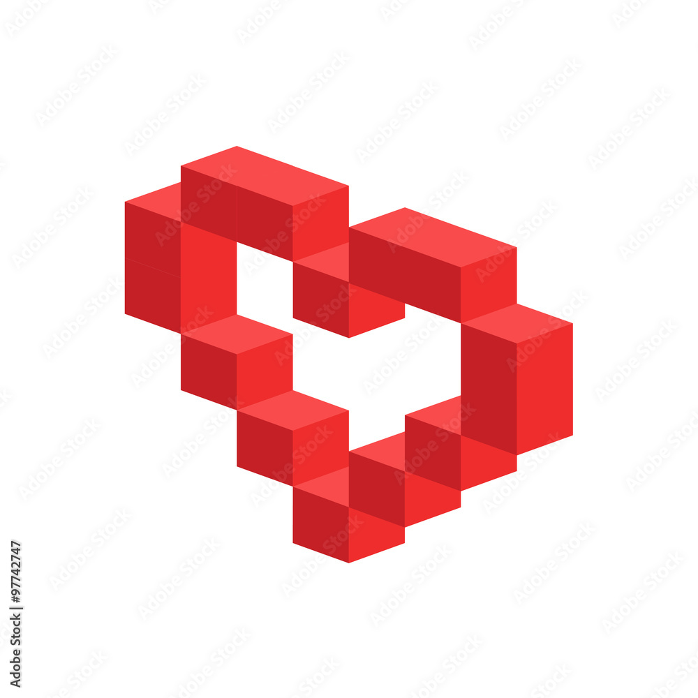 Heart vector 3d isometric icon Heart vector 3d isometric icon