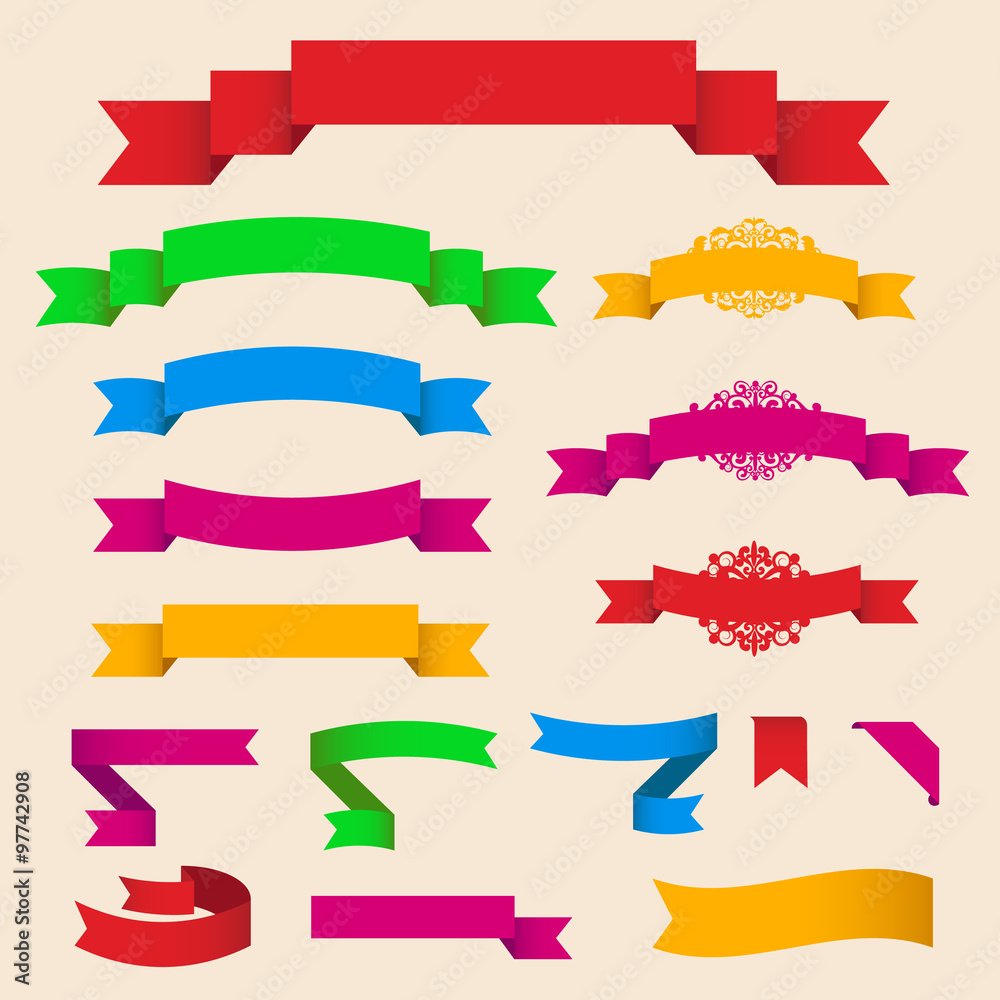 Collection ribbons for your design. Vector illustration