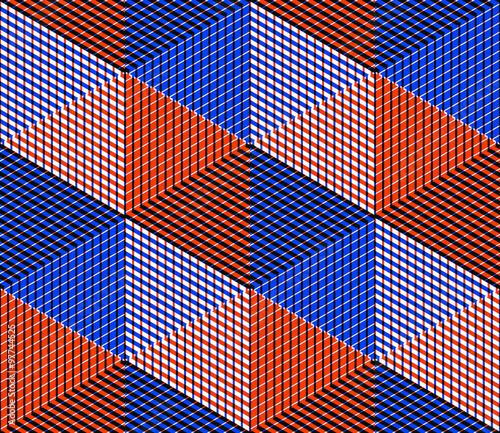 Seamless optical ornamental pattern, three-dimensional geometric