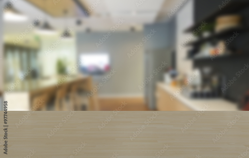 Wood table in the kitchen background for your artwork Wood table in the kitchen background for your artwork
