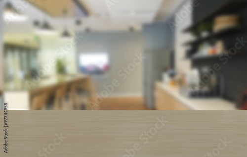 Wood table in the kitchen background for your artwork © studiogo