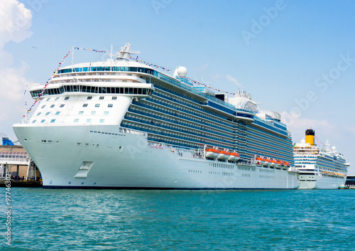Cruise Ship.  The passenger ship in port.  Cruise ship anchored © EwaStudio