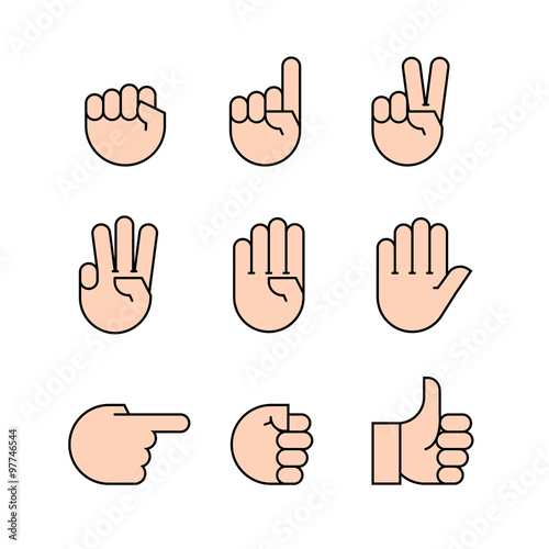hand gestures. icons set.