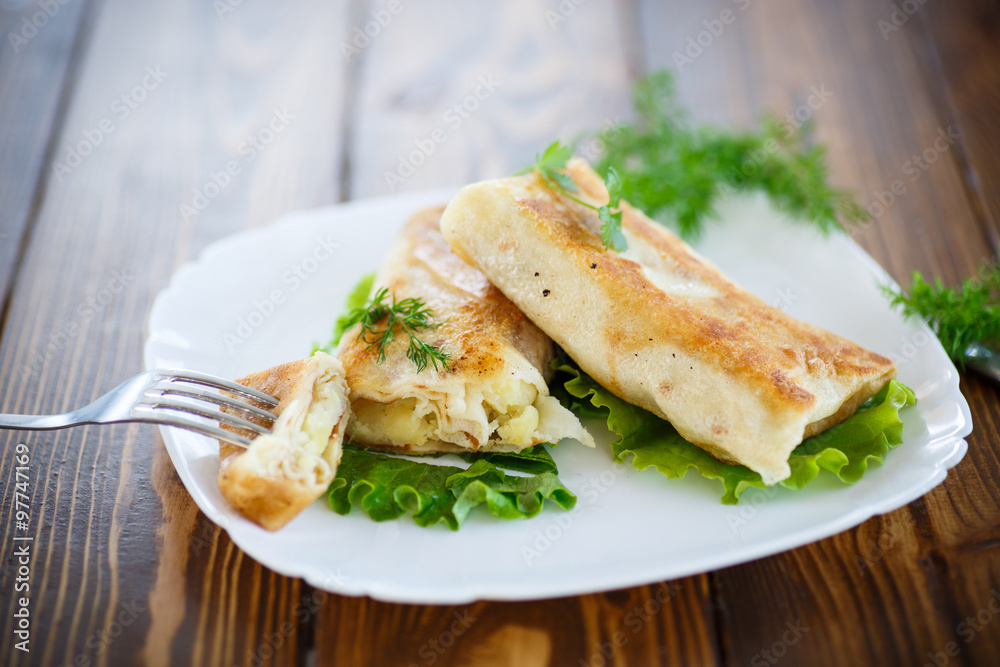 fried stuffed spring rolls on a plate