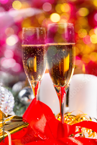Glasses of Champagne in Festive Still Life