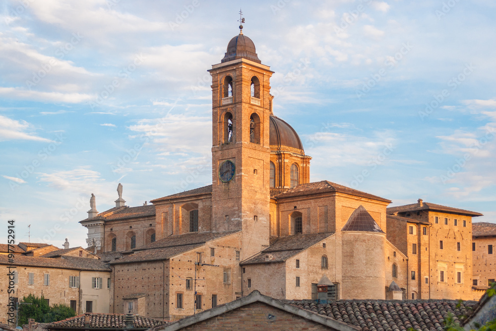 The cathedral of Urbino during the golden hour