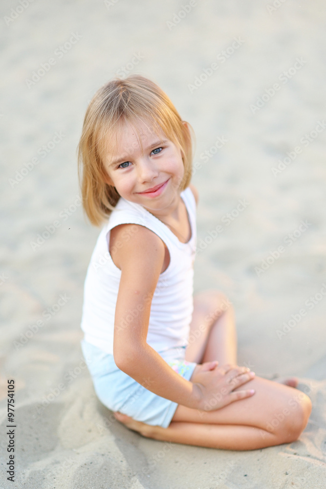 portrait of little girl outdoors in summer portrait of little girl outdoors in summer