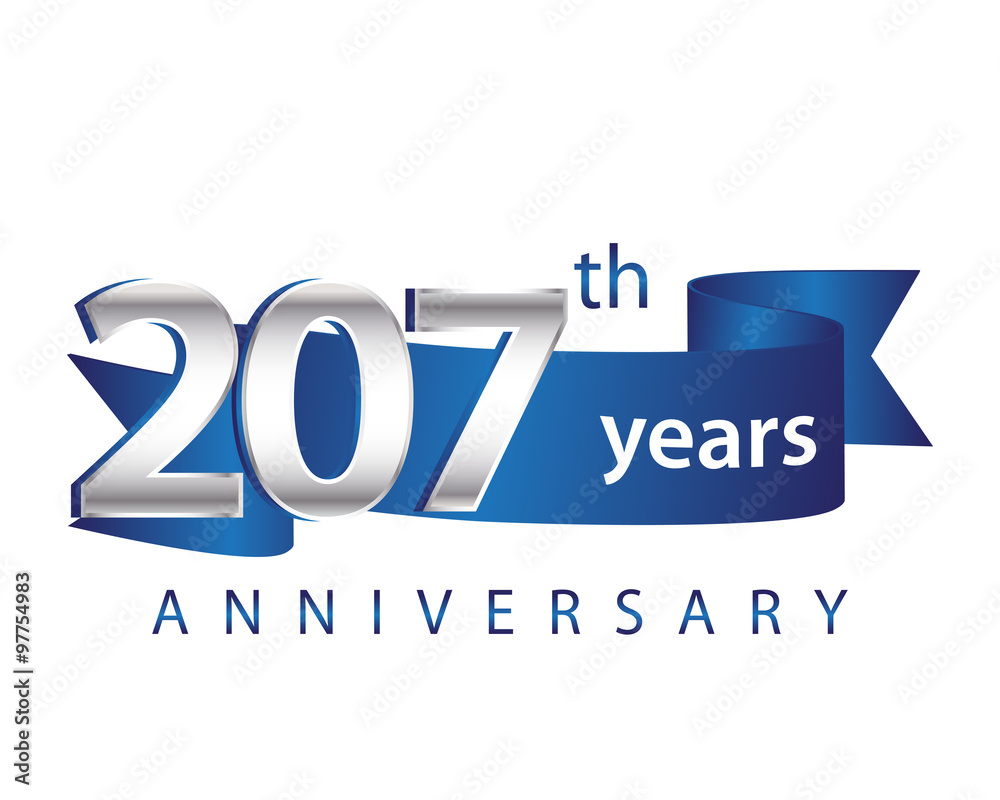 207 Years Anniversary Logo Blue Ribbon