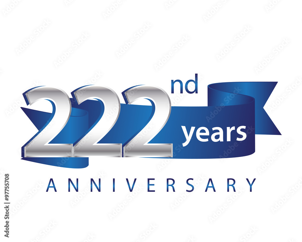 222 Years Anniversary Logo Blue Ribbon
