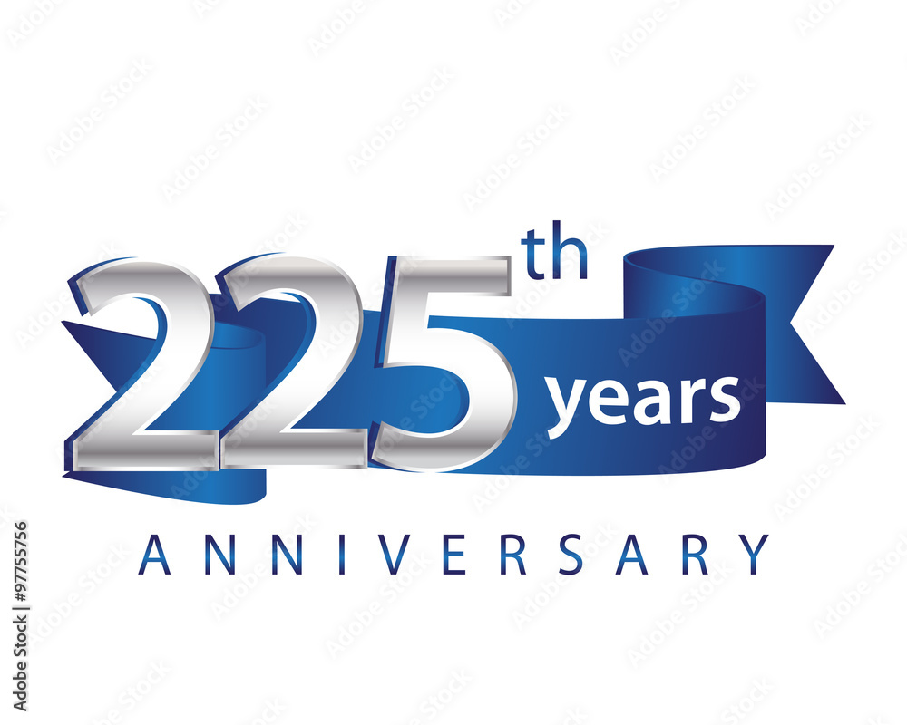 225 Years Anniversary Logo Blue Ribbon