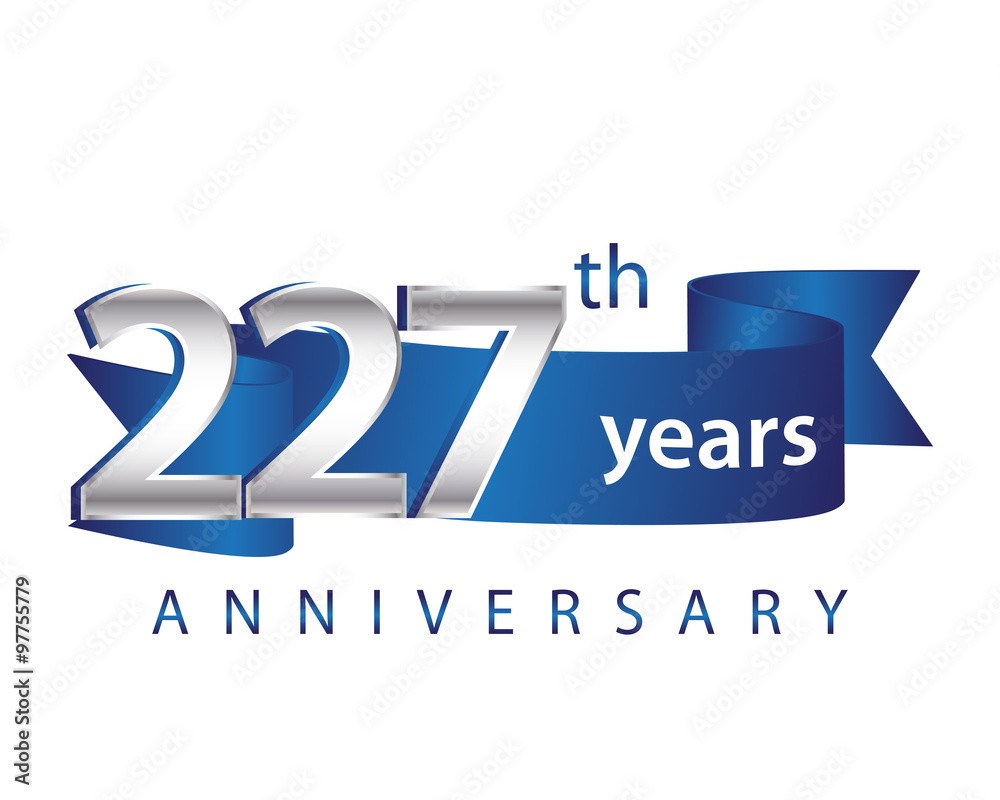 227 Years Anniversary Logo Blue Ribbon