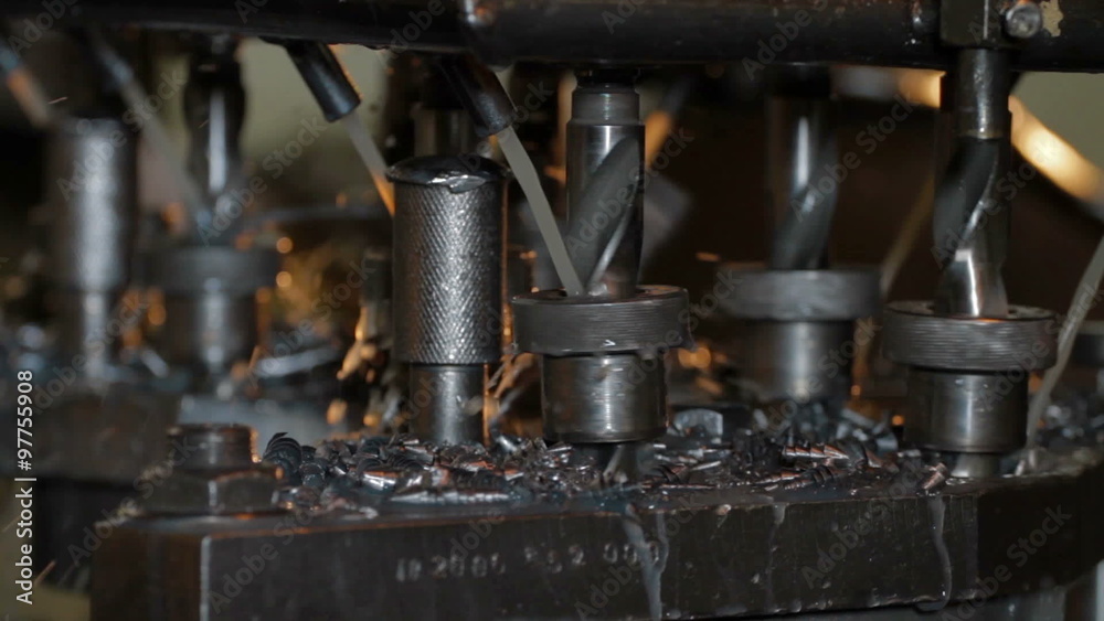 drilling machine in action industrial factory drilling machine in action industrial factory