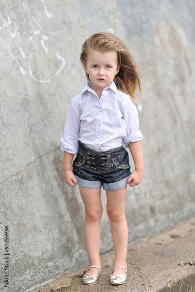 portrait of little girl outdoors in summer portrait of little girl outdoors in summer