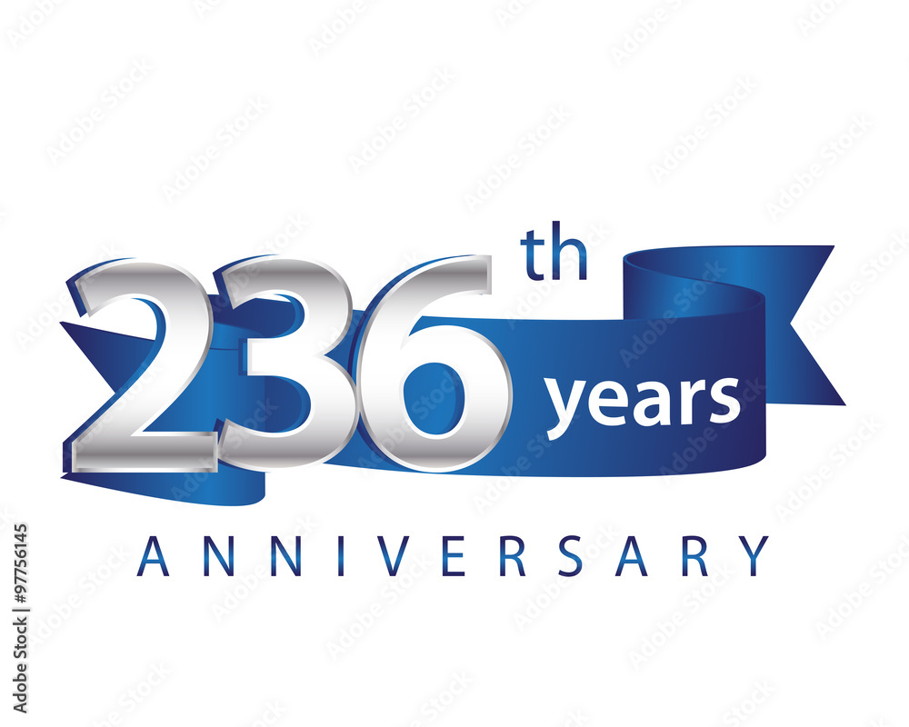 236 Years Anniversary Logo Blue Ribbon