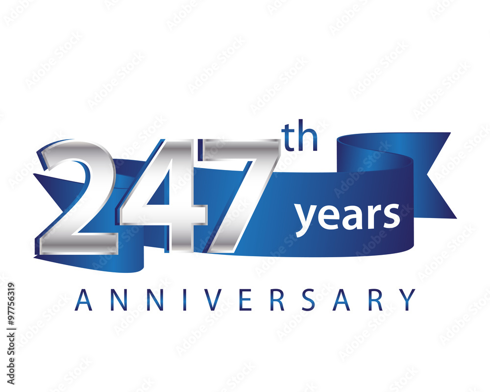 247 Years Anniversary Logo Blue Ribbon