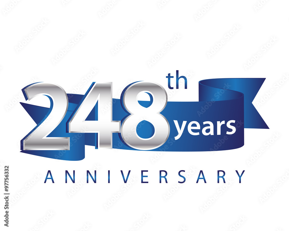 248 Years Anniversary Logo Blue Ribbon
