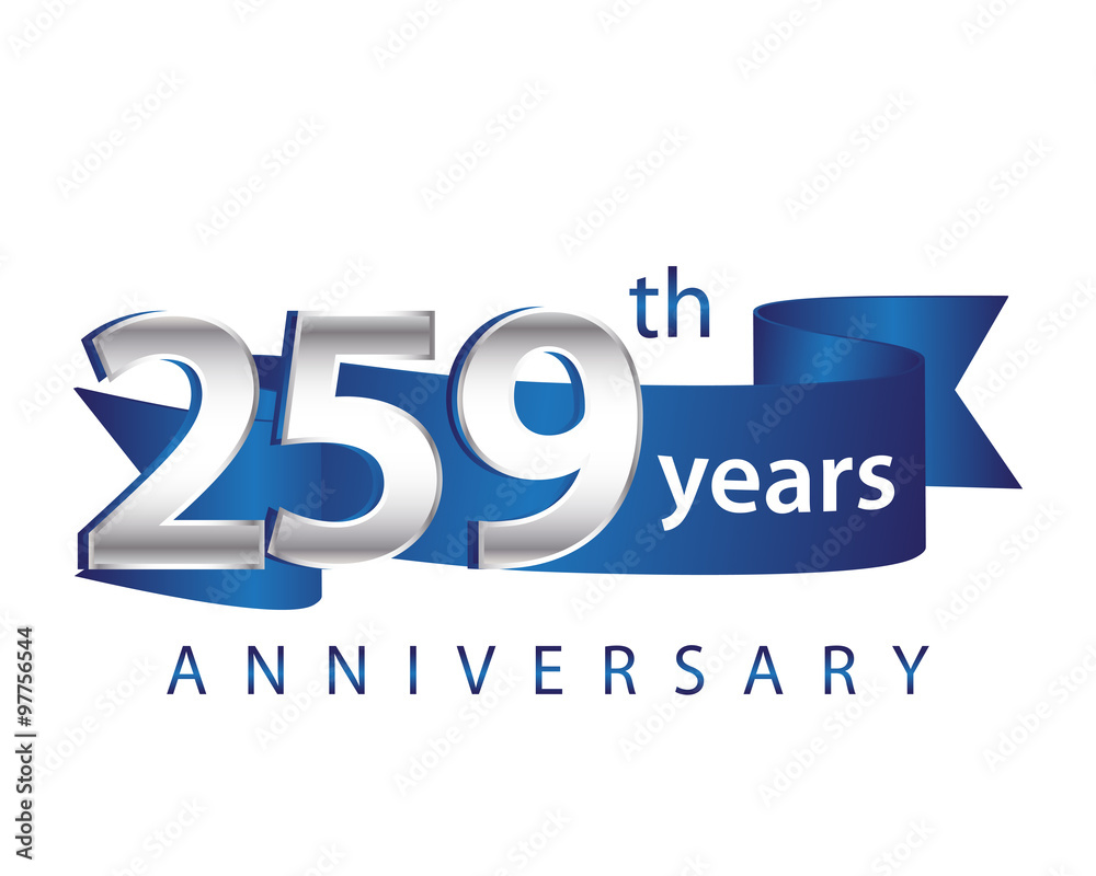 259 Years Anniversary Logo Blue Ribbon