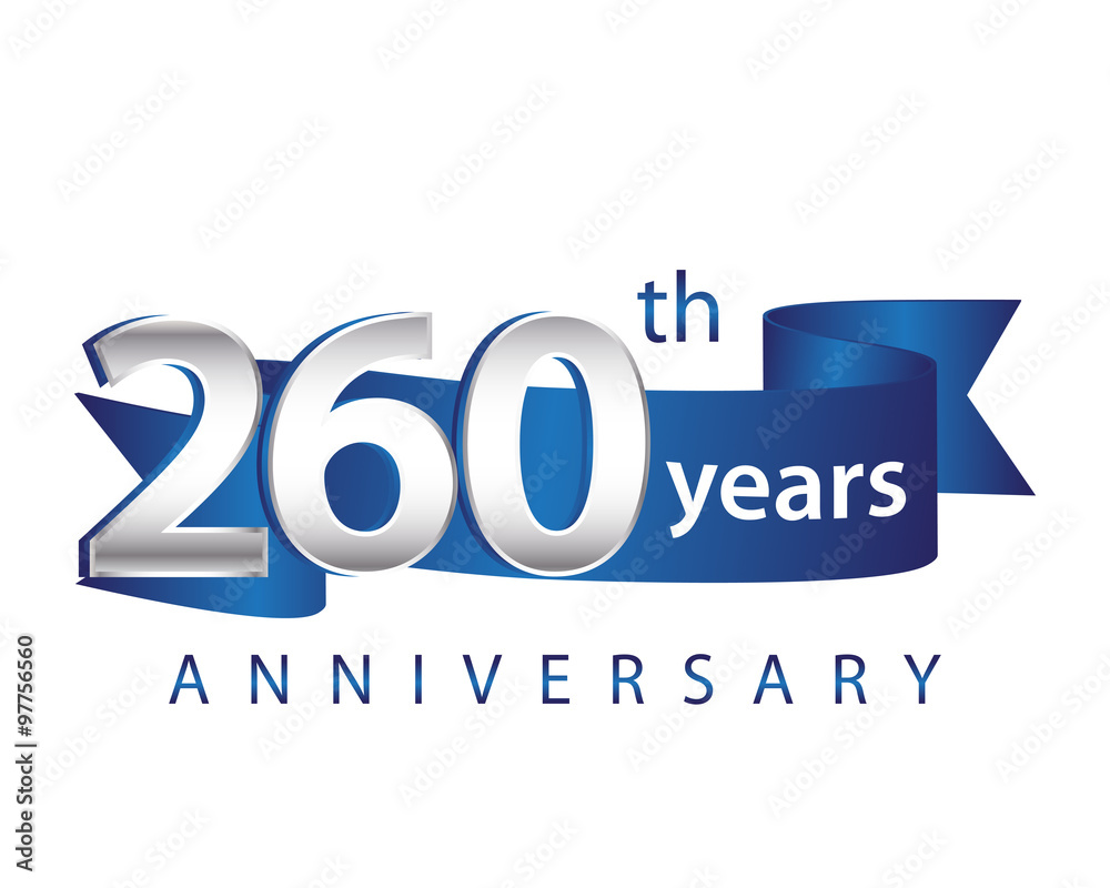 260 Years Anniversary Logo Blue Ribbon