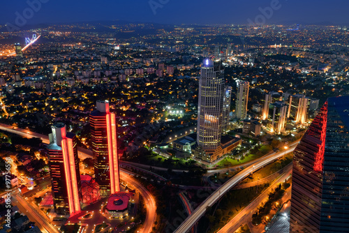 Photography Aerial view of the city downtow from Sapphire tower, Istanbul, Turkey