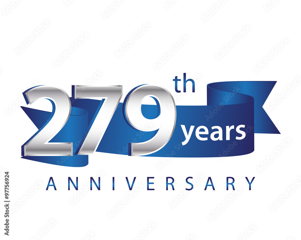 279 Years Anniversary Logo Blue Ribbon