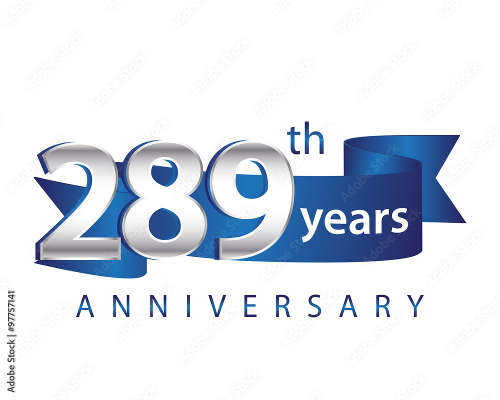 289 Years Anniversary Logo Blue Ribbon