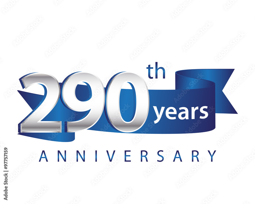 290 Years Anniversary Logo Blue Ribbon