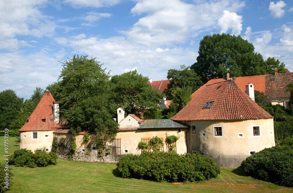 Historic fortification in the town Trebon in southern Bohemia, Czech republic.