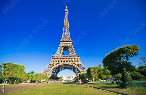 Wonderful view of Eiffel Tower from one of the street in Paris 