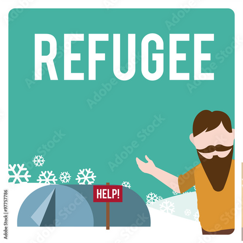 refugee illustration over  winter landscape