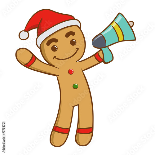 Ginger Bread Man Holding A Loud Speaker