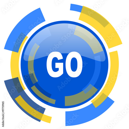 go blue yellow glossy web icon