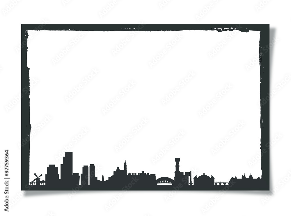 Grunge Photo Frame With Silhouette of Amsterdam Grunge Photo Frame With Silhouette of Amsterdam