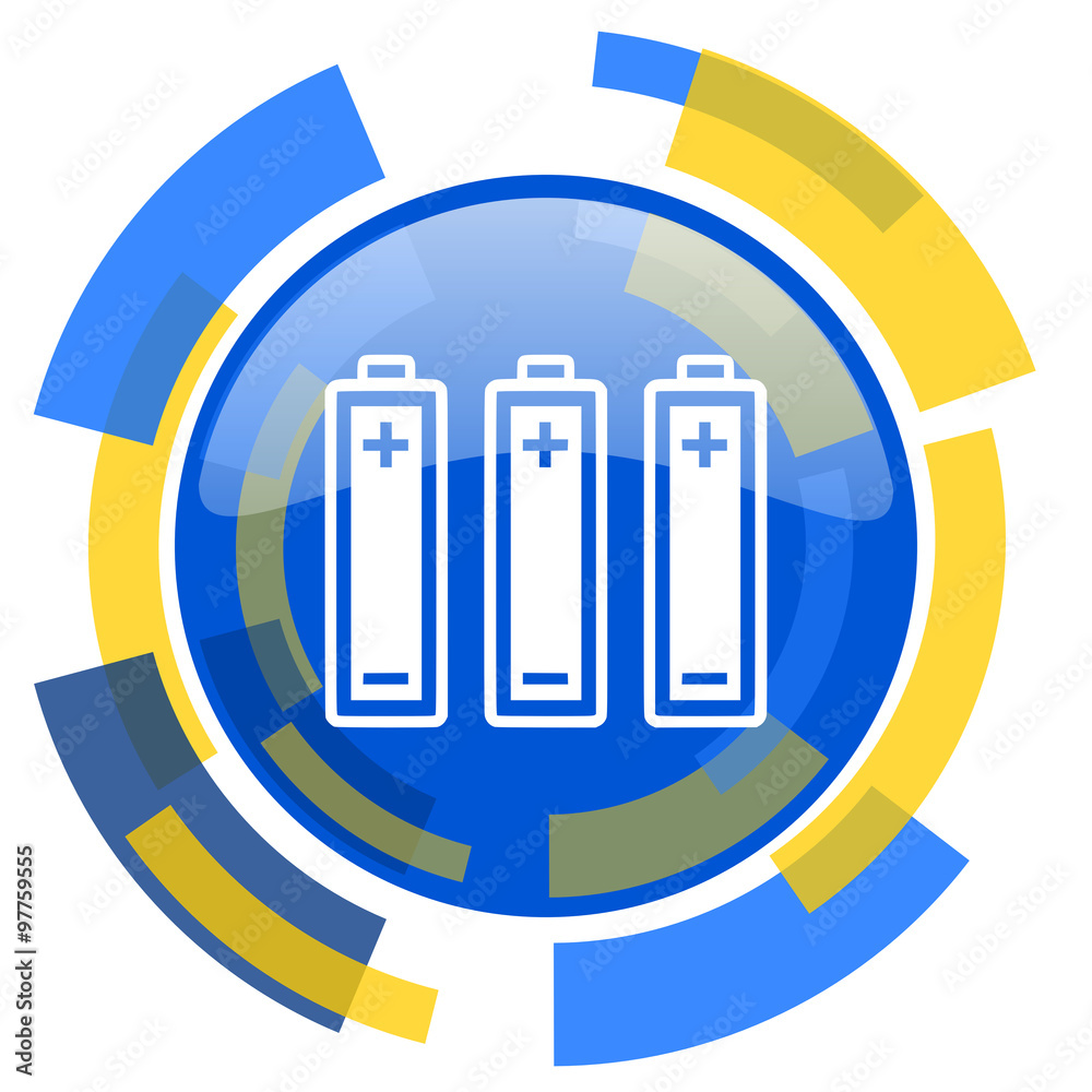 battery blue yellow glossy web icon