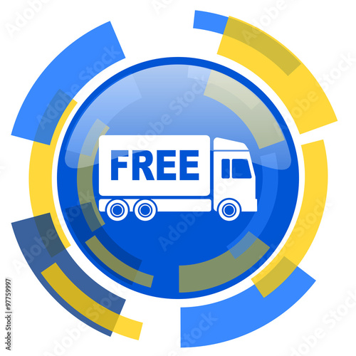 free delivery blue yellow glossy web icon