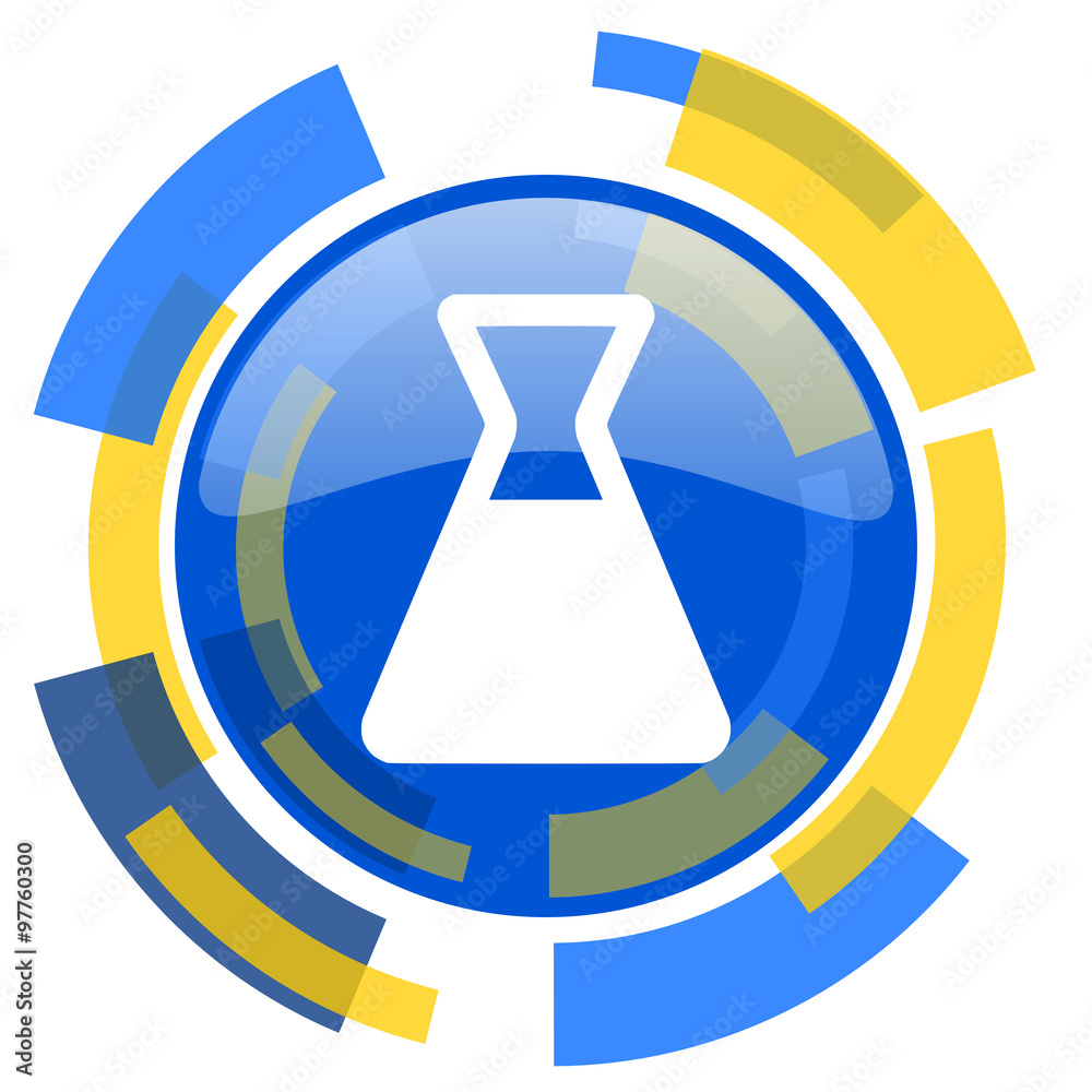 laboratory blue yellow glossy web icon laboratory blue yellow glossy web icon