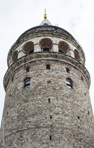 Old brick Galata Tower in Istanbul