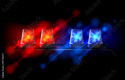 Police beacon. Red and blue emergency flashing siren.