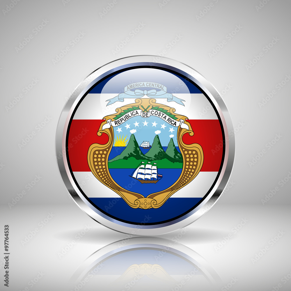 Obraz premium Flag of Costa Rica in chrome